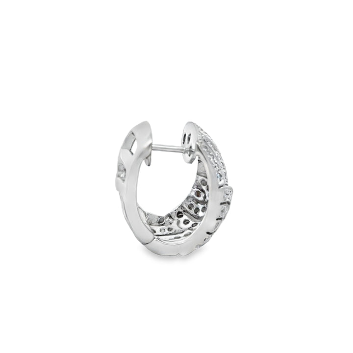 1.30 CTW Diamond 19mm 14K White Gold Hoop Earrings