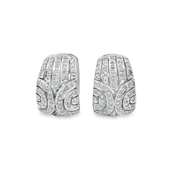 1.30 CTW Diamond 19mm 14K White Gold Hoop Earrings