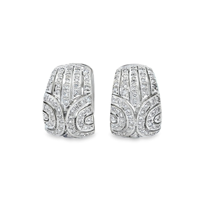 1.30 CTW Diamond 19mm 14K White Gold Hoop Earrings