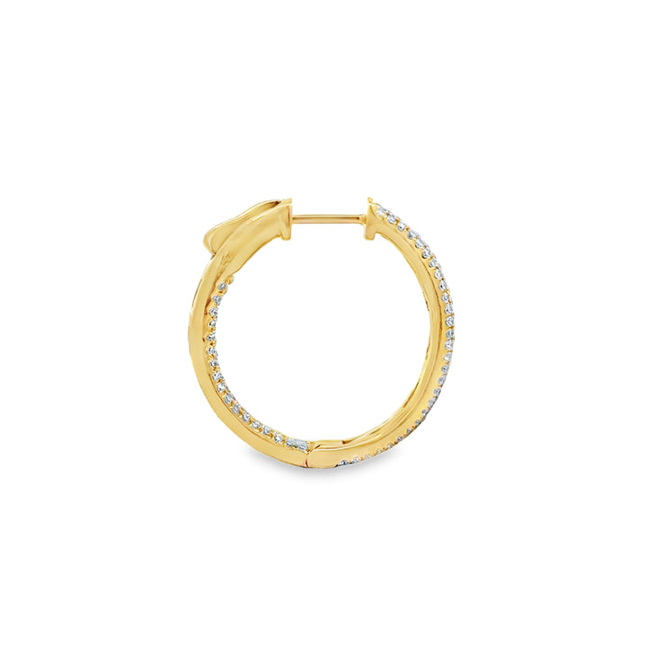 0.82 CTW Diamond 18K Yellow Gold Inside-Out Hoop Earrings
