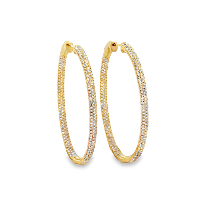 0.82 CTW Diamond 18K Yellow Gold Inside-Out Oval Hoop Earrings
