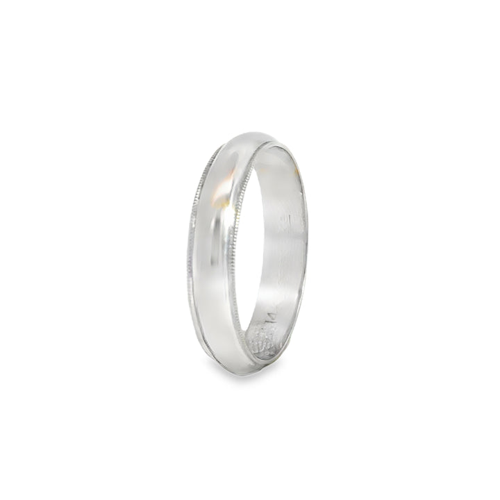 Men’s 14K White Gold Milgrain Wedding Band