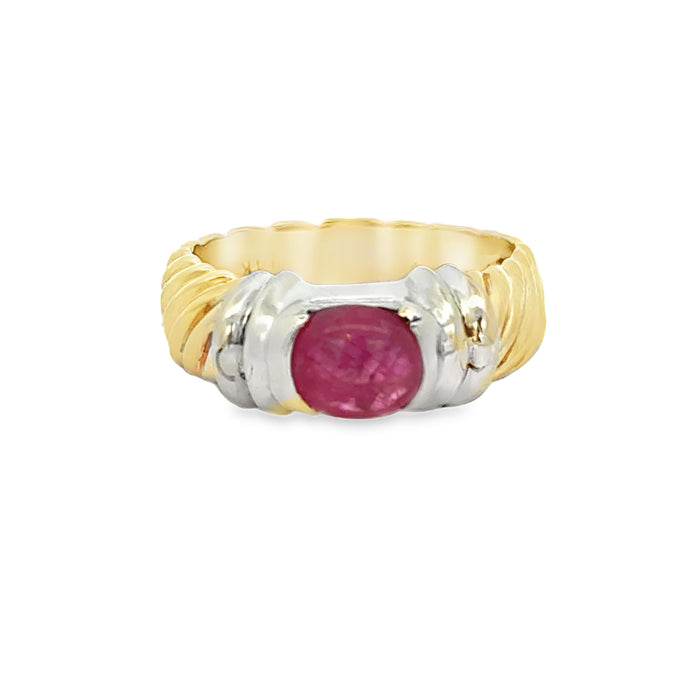 14K Two-Tone Gold 7.5mm Ruby Ring