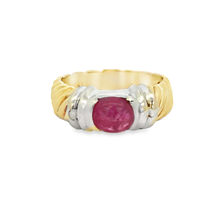 14K Two-Tone Gold 7.5mm Ruby Ring