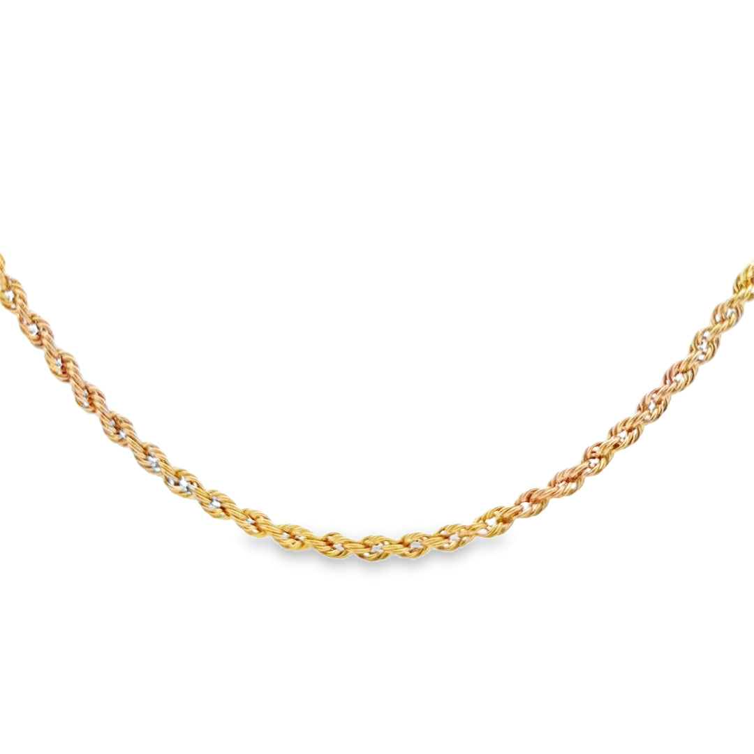 14K Yellow Gold 3mm Rope Chain Necklace