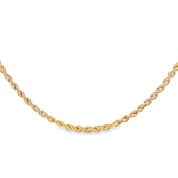14K Yellow Gold 3mm Rope Chain Necklace