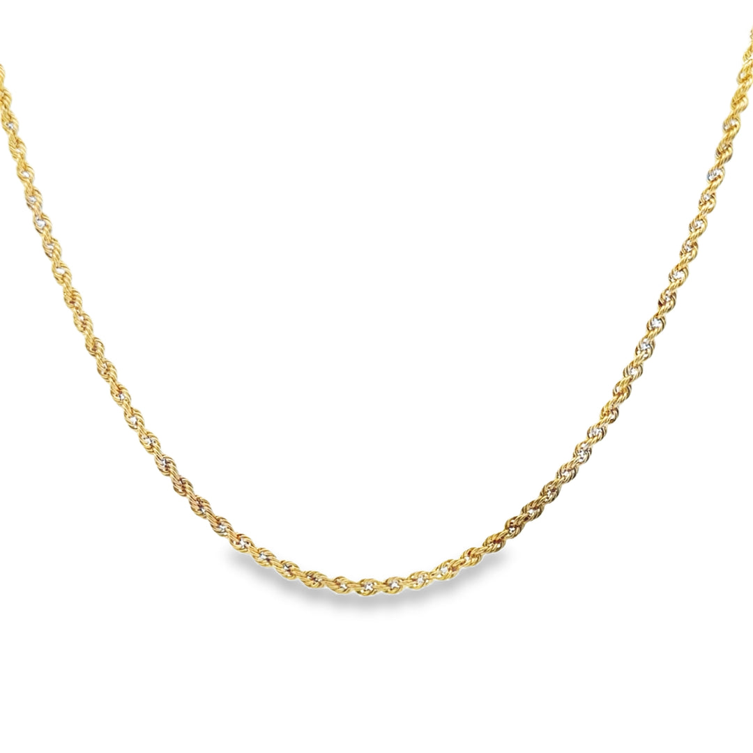 14K Yellow Gold 3mm Rope Chain Necklace