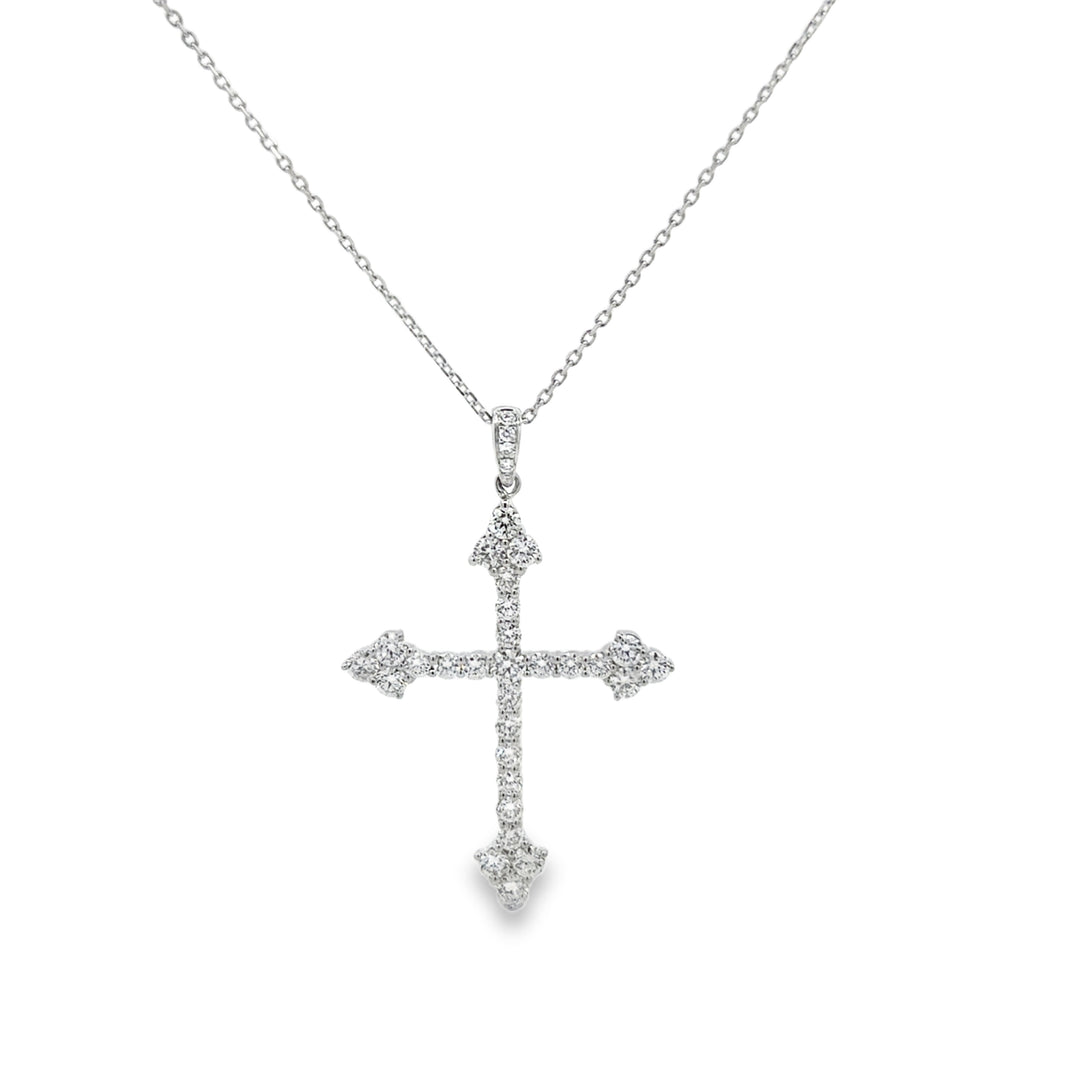 1.30 CTW Diamond 18K White Gold Cross Pendant Necklace