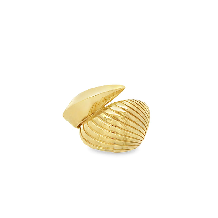 14K Yellow Gold Textured Twisted Modern Lightweight Ring