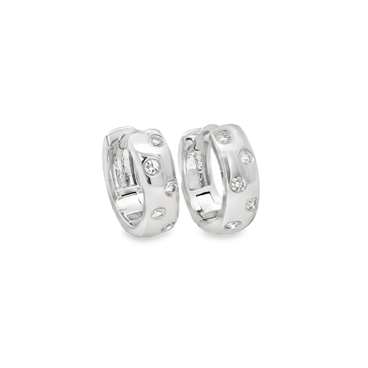 0.17 CTW Diamond Scatter 14K White Gold Huggie Hoop Earrings