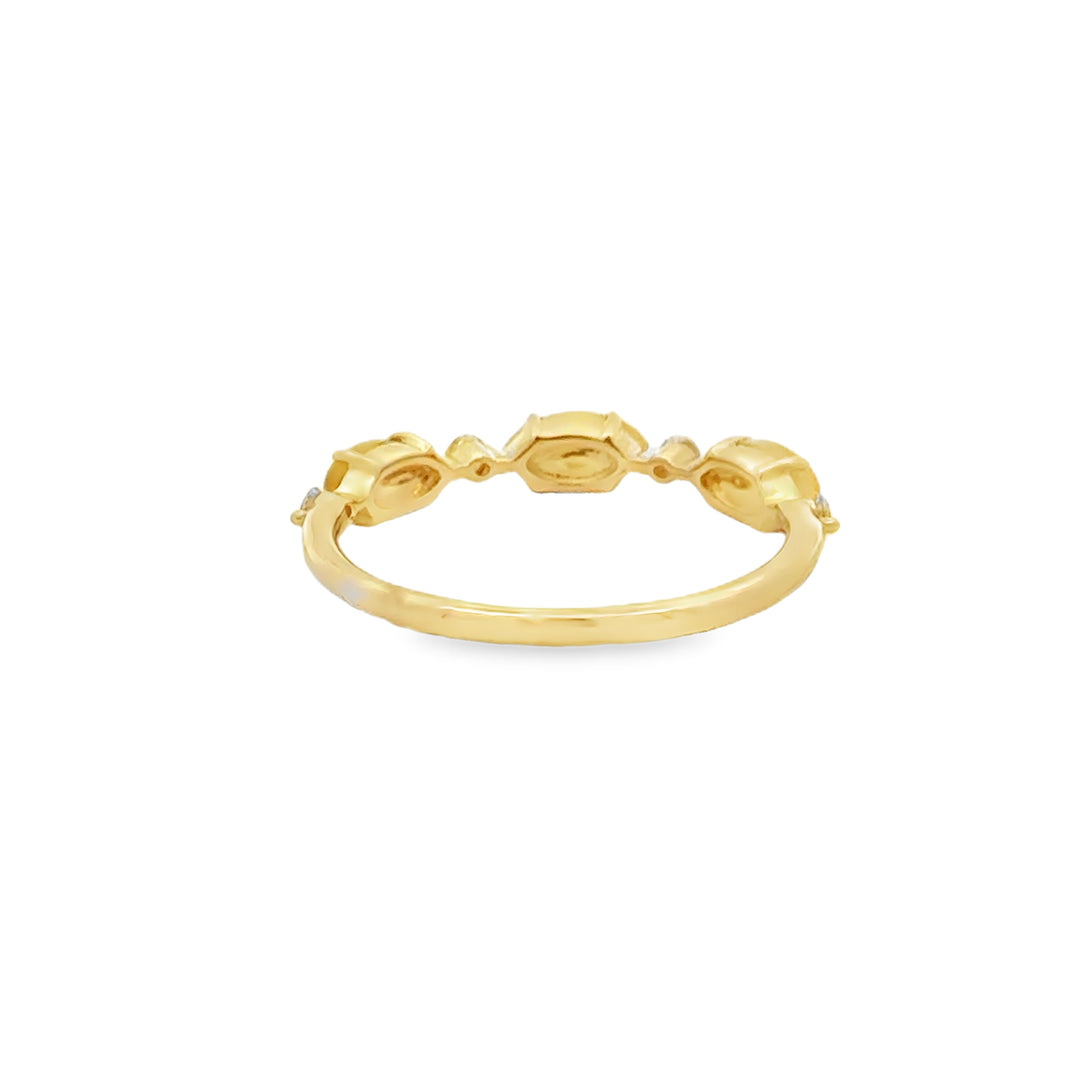 0.54 CTW Opal Stacking Band with .10 CTW Diamonds 14K Yellow Gold