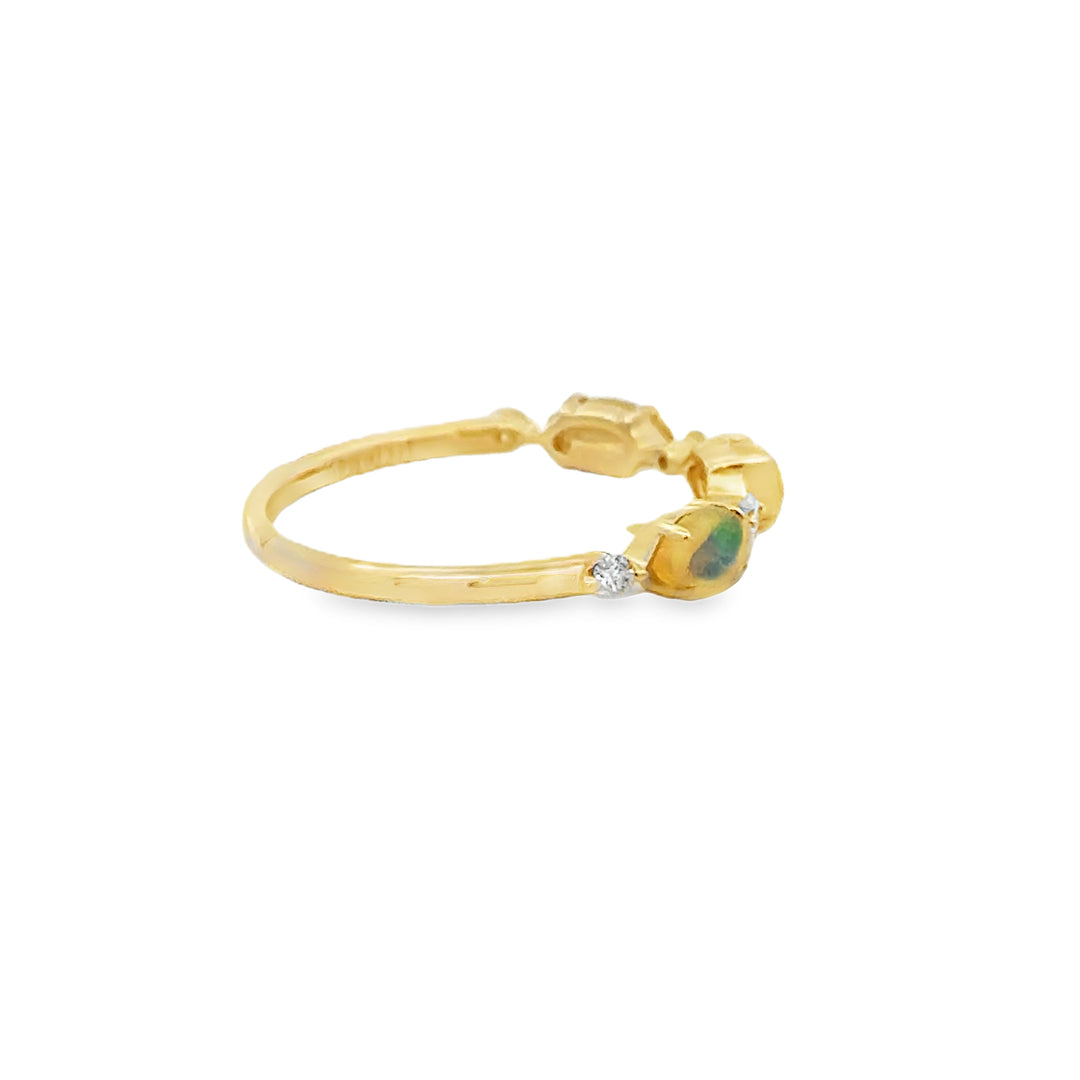 0.54 CTW Opal Stacking Band with .10 CTW Diamonds 14K Yellow Gold