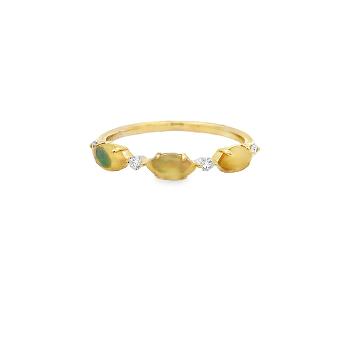 0.54 CTW Opal Stacking Band with .10 CTW Diamonds 14K Yellow Gold