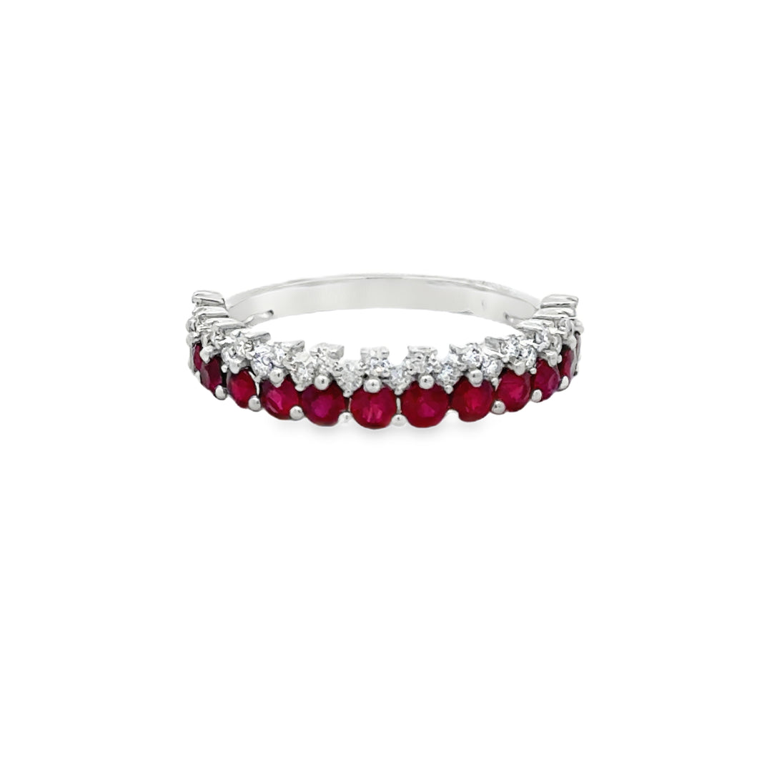 0.31 CTW Diamond and Ruby Stacking Band 14K White Gold