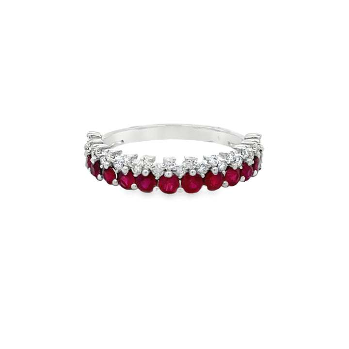 0.31 CTW Diamond and Ruby Stacking Band 14K White Gold