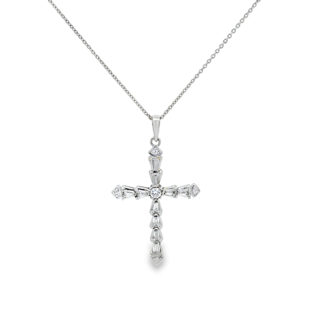 0.45 CTW Diamond Cross Pendant in 18K White Gold