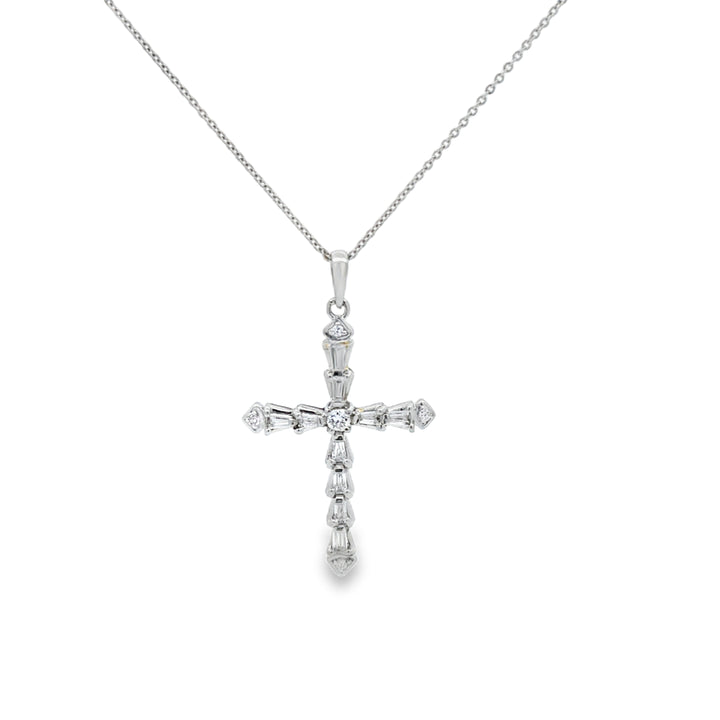 0.45 CTW Diamond Cross Pendant in 18K White Gold