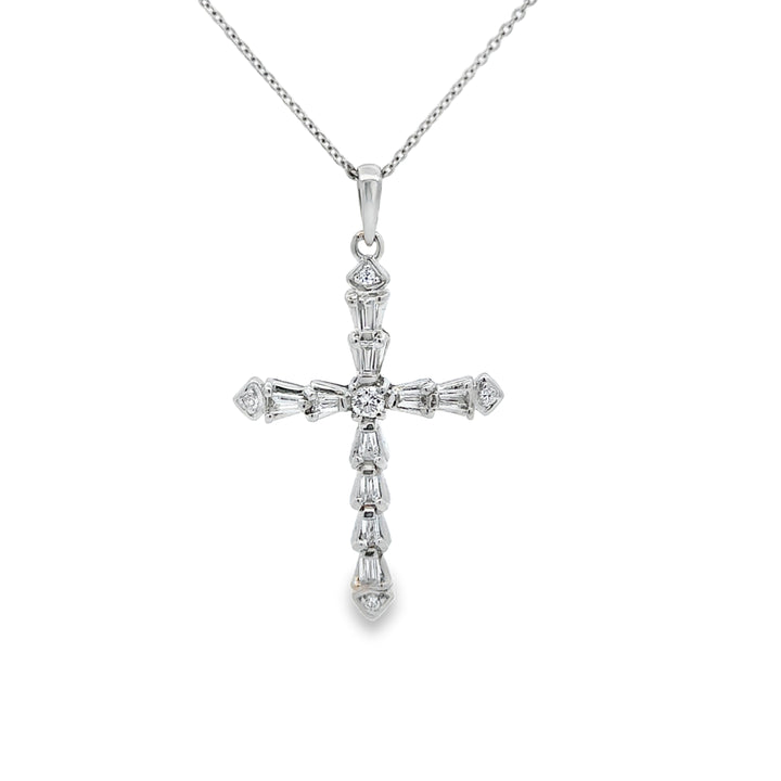 0.45 CTW Diamond Cross Pendant in 18K White Gold