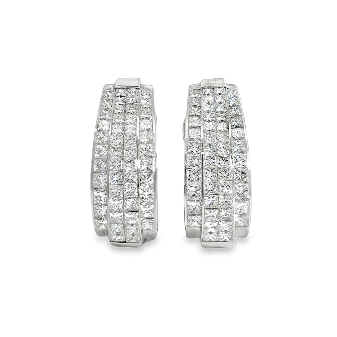 5.01 CTW Diamond Princess Cut Earrings, 18K White Gold