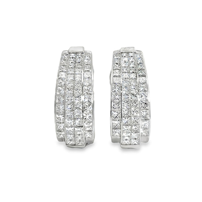 5.01 CTW Diamond Princess Cut Earrings, 18K White Gold