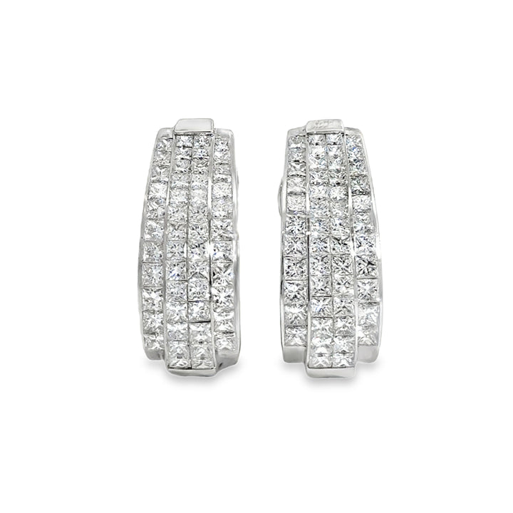 5.01 CTW Diamond Princess Cut Earrings, 18K White Gold