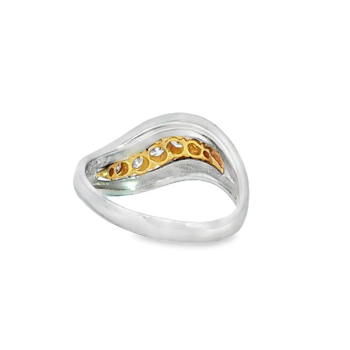 0.53ctw Diamond Curved Ring, Platinum with 18K Yellow Gold Settings