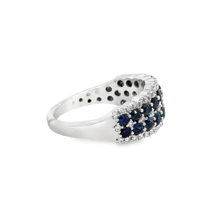 1.62 CTW Sapphire &amp; 0.33 CTW Diamond Band in 14K White Gold