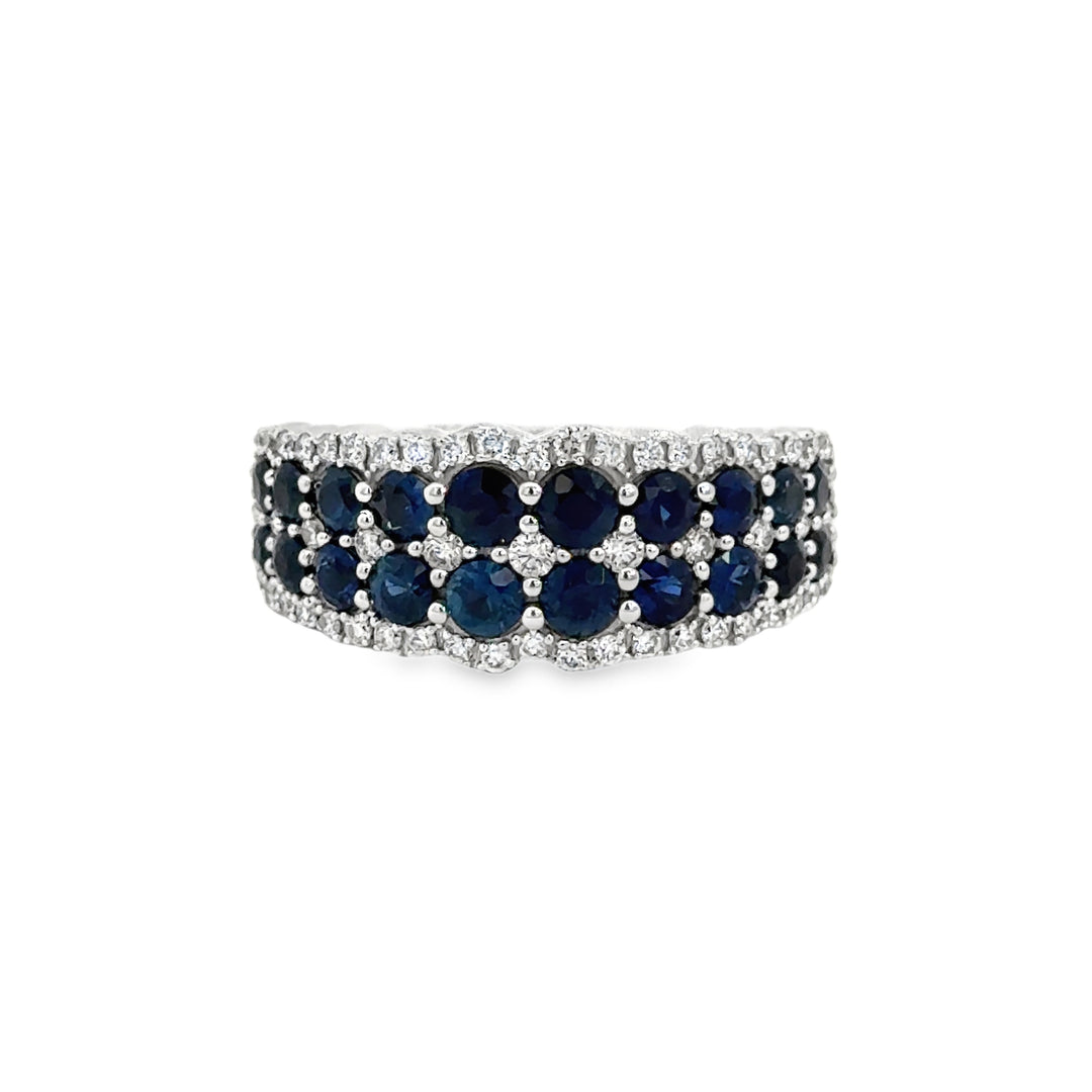 1.62 CTW Sapphire &amp; 0.33 CTW Diamond Band in 14K White Gold