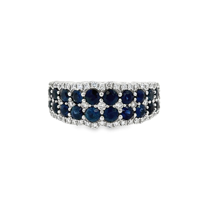 1.62 CTW Sapphire &amp; 0.33 CTW Diamond Band in 14K White Gold
