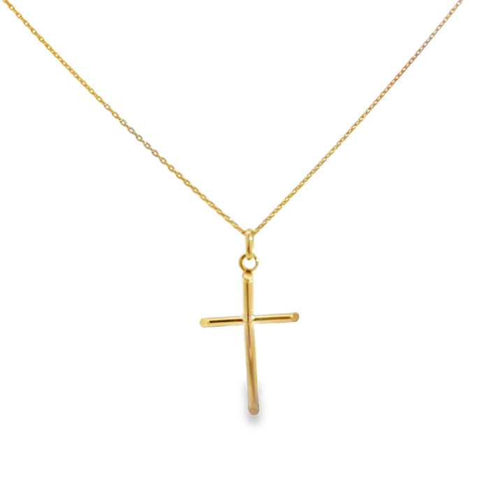 18K Yellow Gold Cross Pendant Necklace – 19” Chain