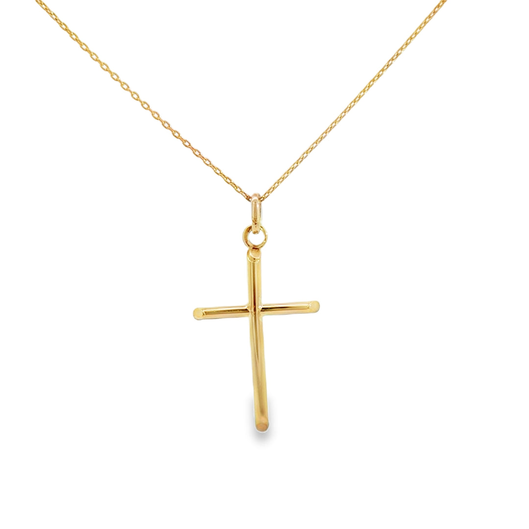 18K Yellow Gold Cross Pendant Necklace – 19” Chain