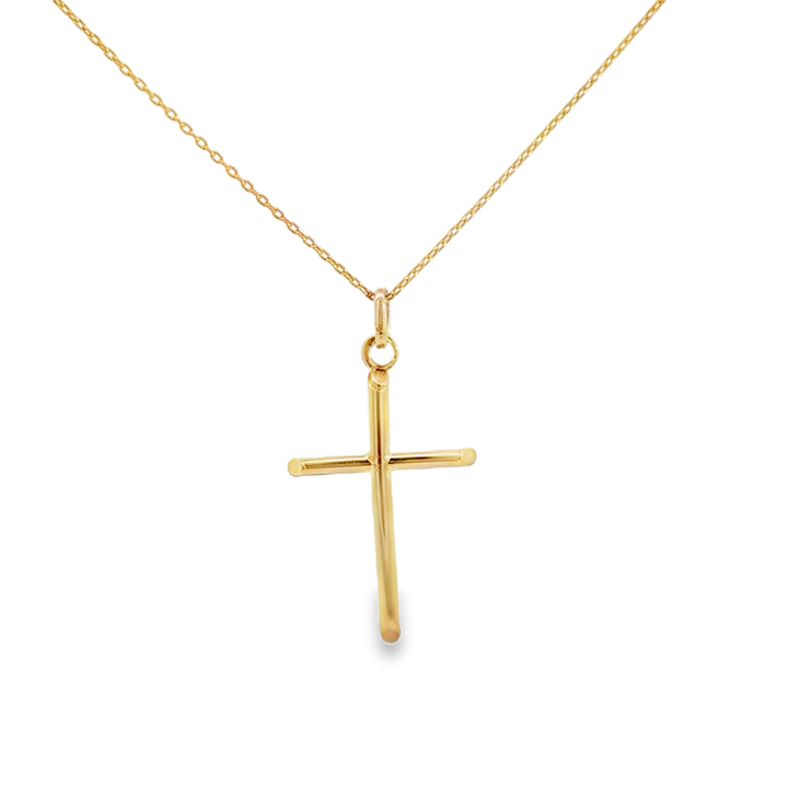 18K Yellow Gold Cross Pendant Necklace – 19” Chain