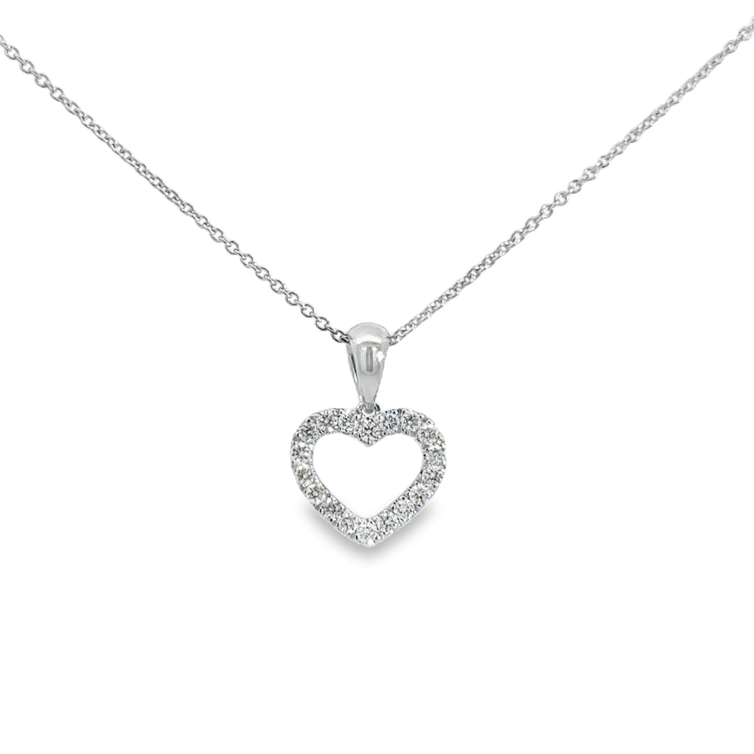 0.22 CTW Diamond Heart Pendant Necklace in 14K White Gold
