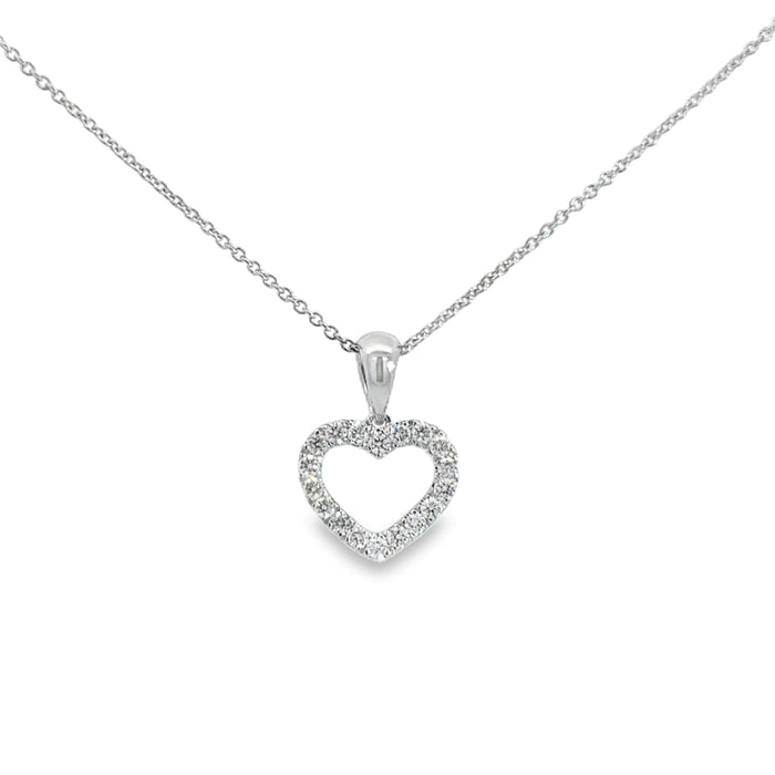 0.22 CTW Diamond Heart Pendant Necklace in 14K White Gold