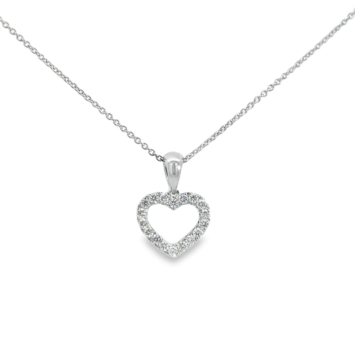 0.22 CTW Diamond Heart Pendant Necklace in 14K White Gold