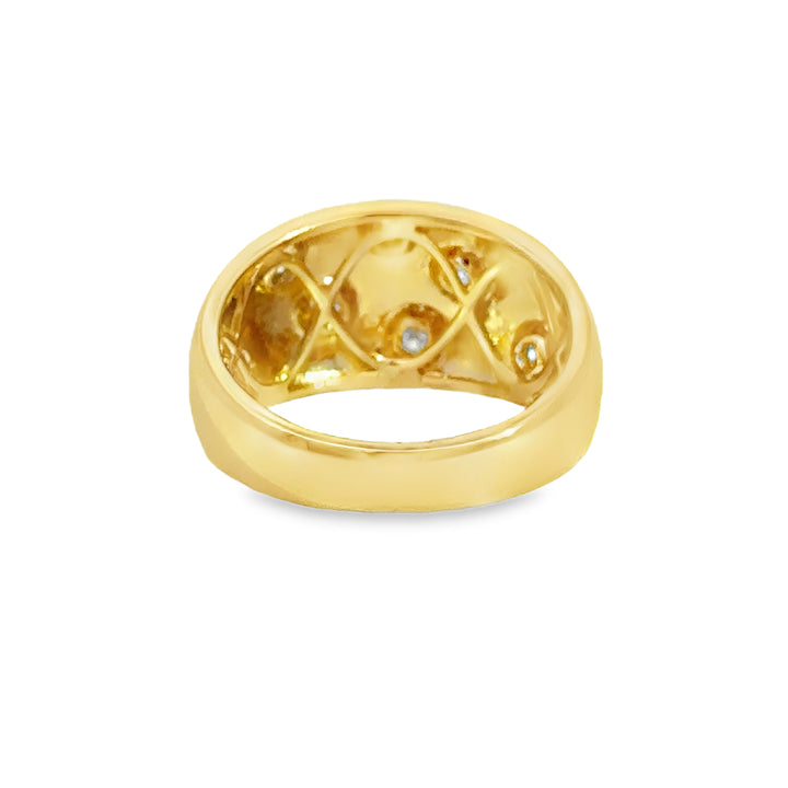 0.15 CTW Diamond 18K Yellow Gold Sunburst Dome Ring