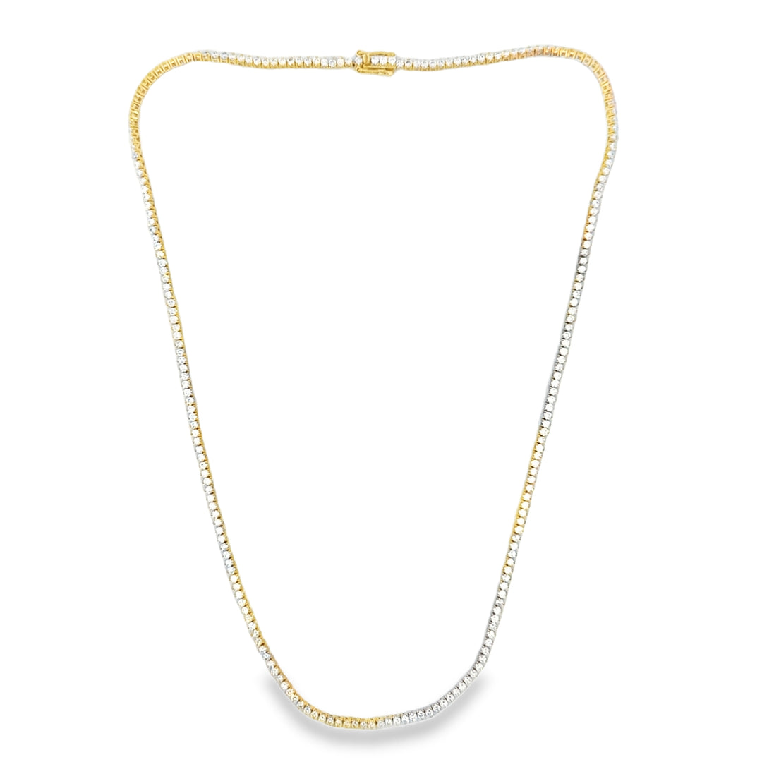 5.04 CTW Diamond 3- Prong Tennis Necklace in 14K Yellow Gold