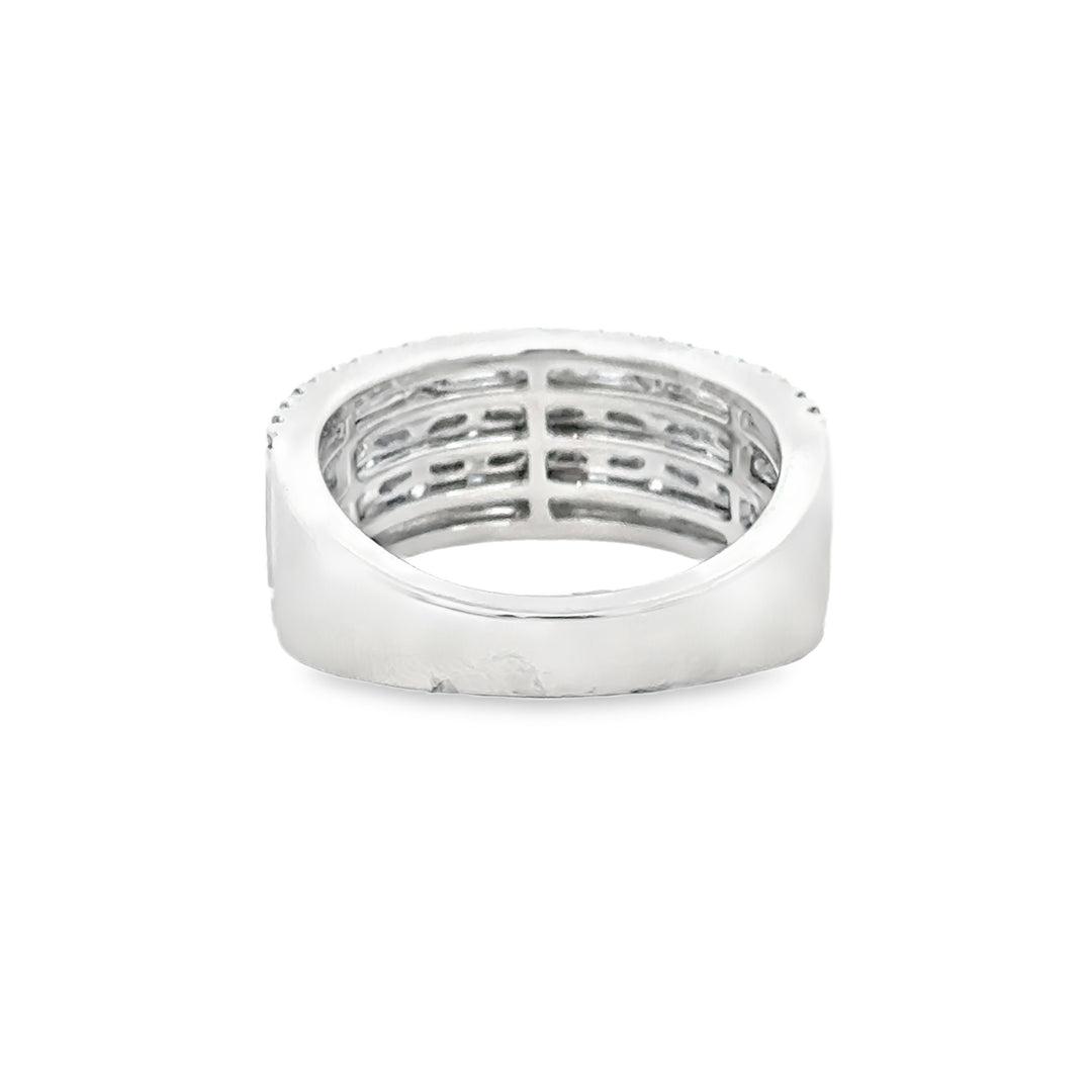 1.43 CTW Diamond Baguette and Round Wide Band Ring in 14K White Gold