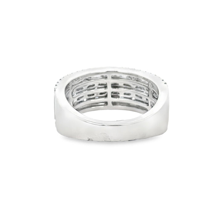 1.43 CTW Diamond Baguette and Round Wide Band Ring in 14K White Gold