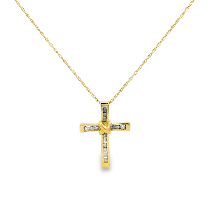 0.22 CTW Diamond 10K & 14K Yellow Gold Cross Pendant Necklace