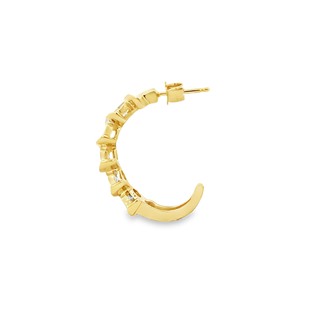 1.00 CTW Diamond 14K Yellow Gold Large Half Hoop Earrings