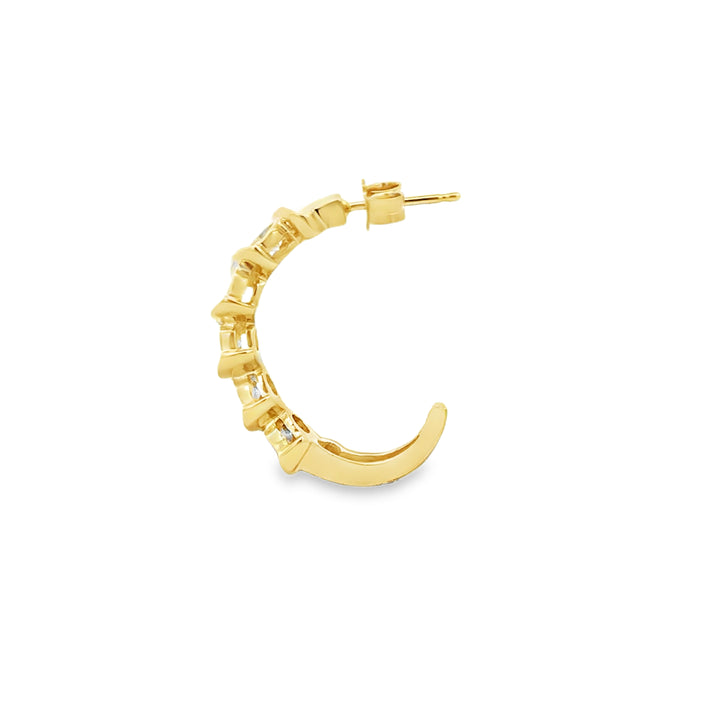 1.00 CTW Diamond 14K Yellow Gold Large Half Hoop Earrings
