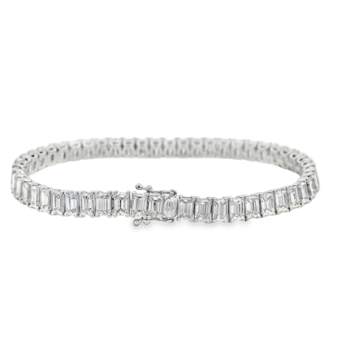 16.05 CTW Emerald-Cut Diamond Tennis Bracelet in 18K White Gold