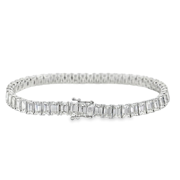 16.05 CTW Emerald-Cut Diamond Tennis Bracelet in 18K White Gold
