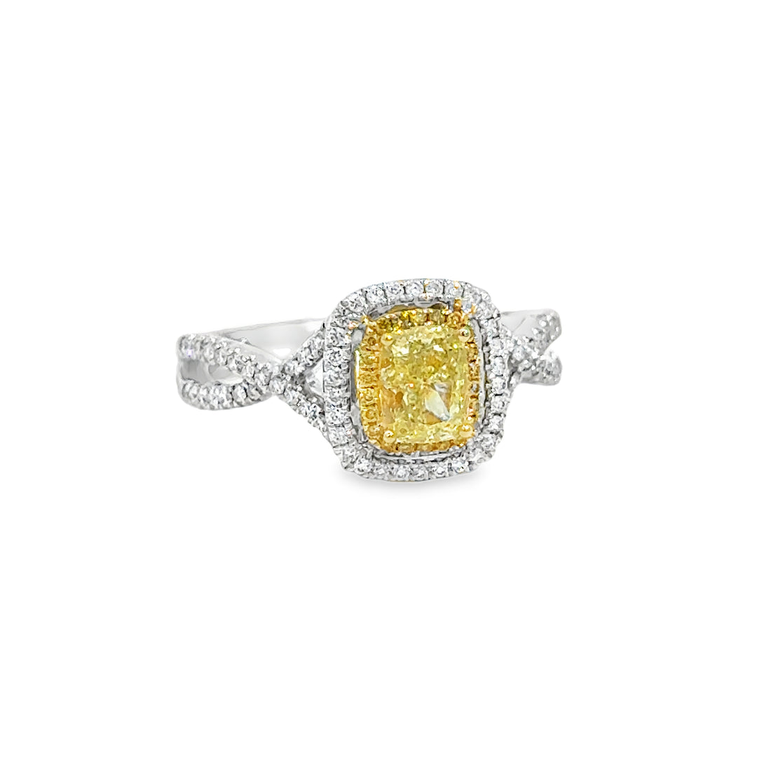 0.90 CT Yellow Diamond &amp; 0.33 CTW Diamond Ring
