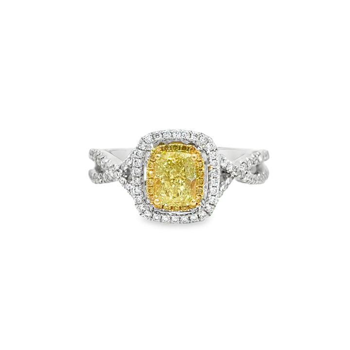 0.90 CT Yellow Diamond &amp; 0.33 CTW Diamond Ring