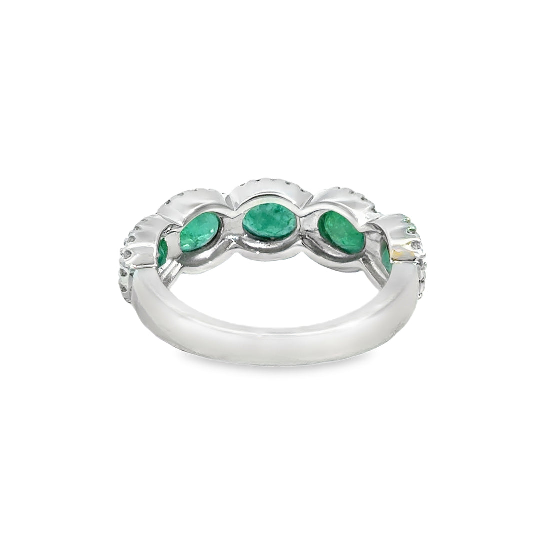1.50 CTW Oval Emerald &amp; 0.17 CTW Diamond 14K White Gold Ring