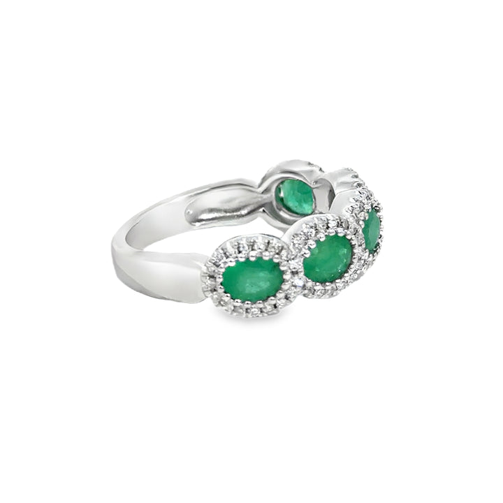 1.50 CTW Oval Emerald &amp; 0.17 CTW Diamond 14K White Gold Ring