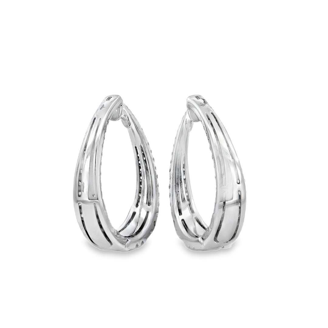 4.80 CTW Diamond Pavé Inside-Out 14K White Gold Hoop Earrings