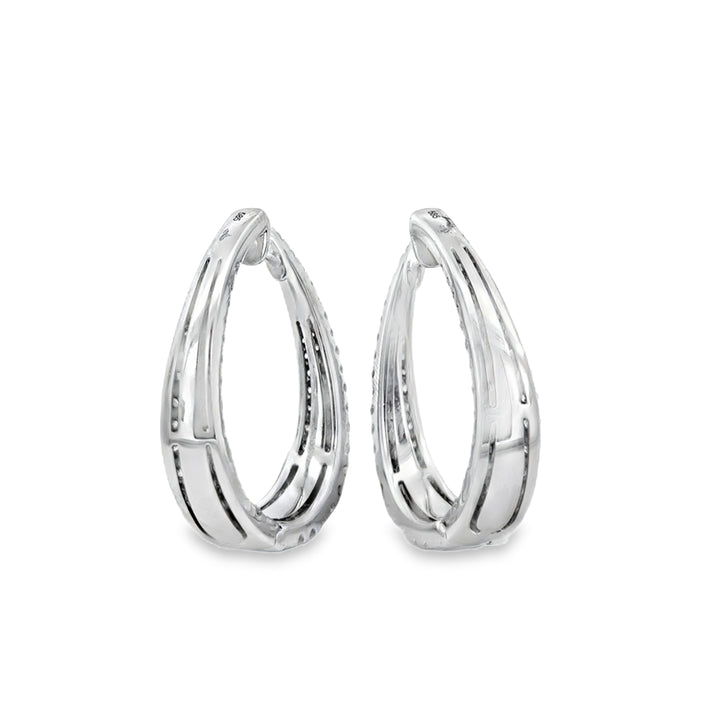 4.80 CTW Diamond Pavé Inside-Out 14K White Gold Hoop Earrings
